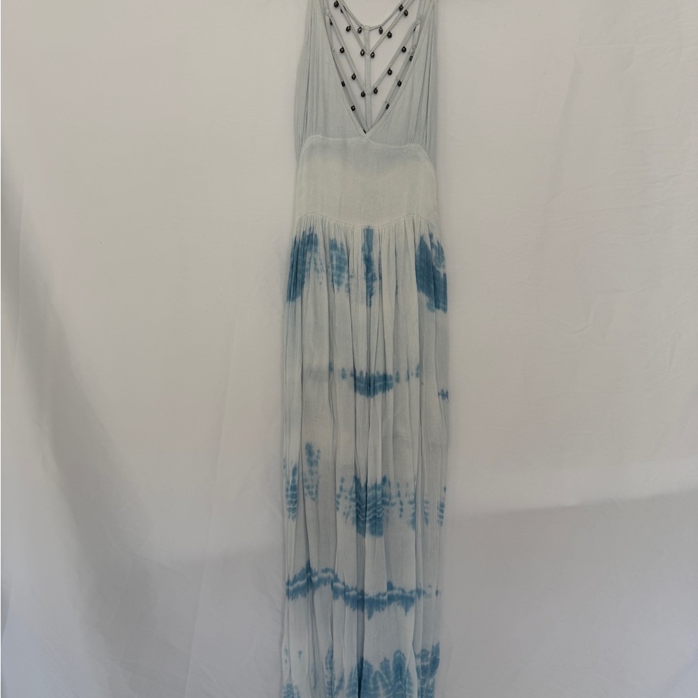 Elegant Blue and White Maxi Dress